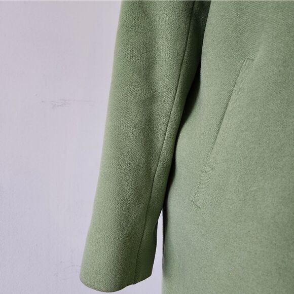 Pea Green Vintage 60s Cashmere Lambswool Peacoat Button Front Size XL - Picture 2 of 12
